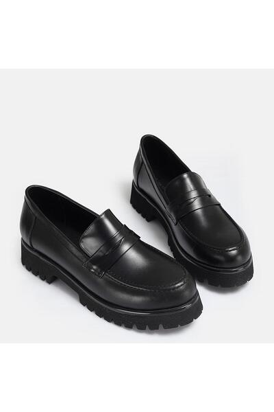 37Numara BÜYÜK NUMARA KADIN HAKİKİ DERİ LOAFER SİYAH 41-42-43-44