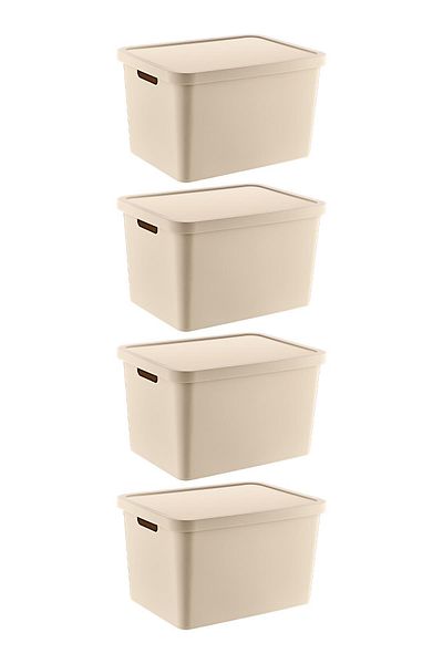 Smartware Latte 18 Lt - Set of 4 Stafi Multi-Purpose Box with Lid