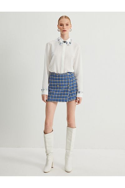 Koton Mini méretű, duplasoros gombos Tweed rövidnadrág szoknya