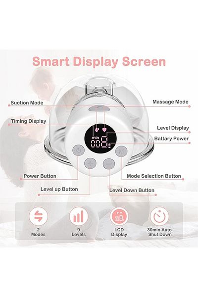 Cady One مضخة ثدي كهربائية يمكن ارتداؤها مع شاشة LCD و9 مستويات ووضعين قابلين لإعادة الشحن ووضع التدليك