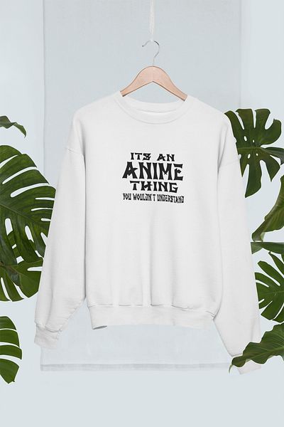 qoeuyl boutique Το Anime Things Printed Fun Unisex Crew Neck φούτερ