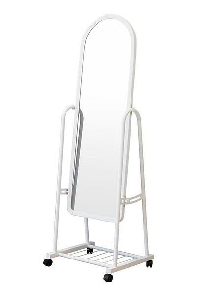 Cady One Full Length Glass Standing Mirror with Adjustable Stand and Wheels White 153x40cm