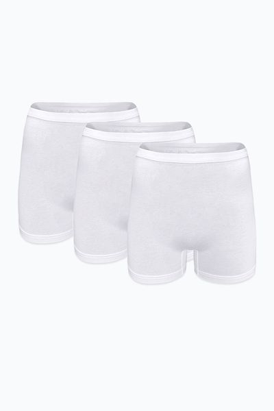 Malabadi Women's 3-Piece White Non-Marking Modal High Waist Boxer 3m108
