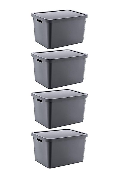 Smartware Anthracite 18 Lt Set of 4 Stafi - Multi-Purpose Box with Lid