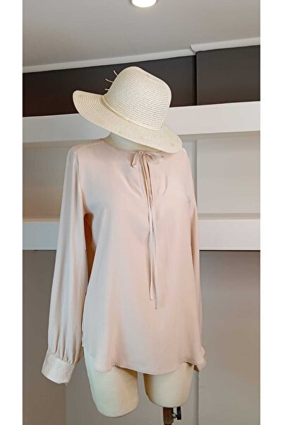TOT MAĞAZACILIK %100 İPEK YAKA BAĞLAMA DETAYLI BLUZ