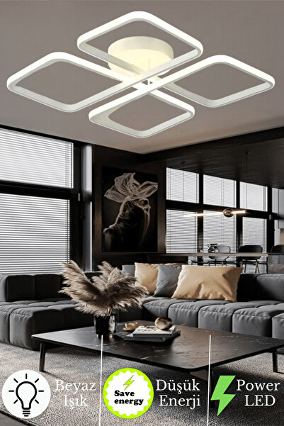 neeko Novem  Modern Plafonyer Ultra Süper Beyaz Ledli Avize Beyaz Işık Beyaz ...