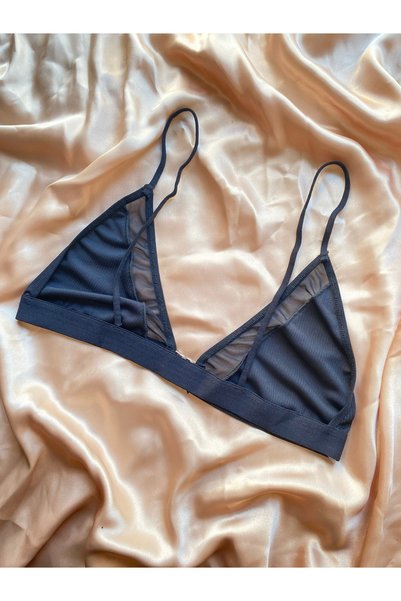 Maly Love Sutien negru pentru femei, din material textil material reiat cu închidere frontală