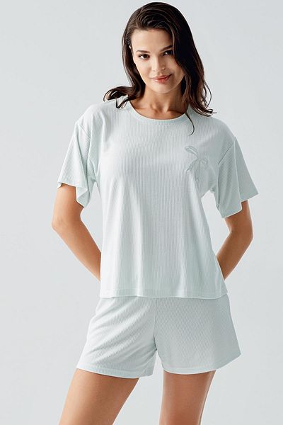 Artış Short Sleeve Stretchy Viscous Shorts Pajama Suit