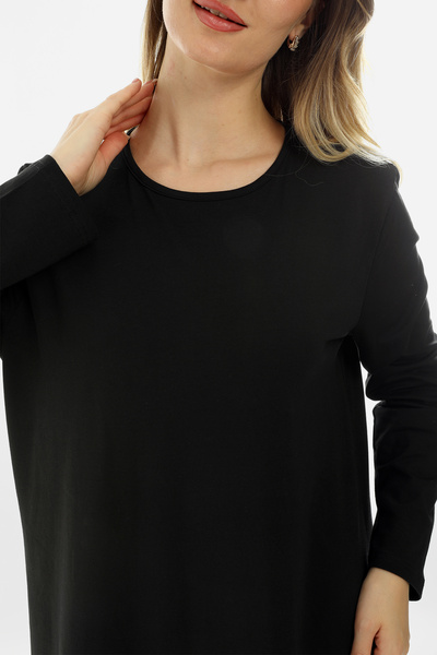 Almila Βαμβακερό μακρυμάνικο φόρεμα με λαιμόκοψη 2031