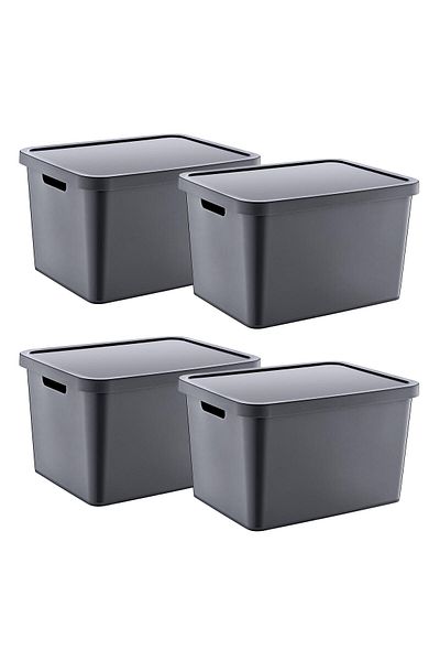 Smartware Anthracite 18 Lt Set of 4 Stafi - Multi-Purpose Box with Lid