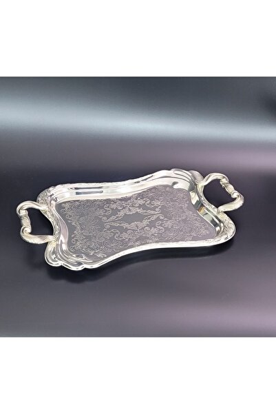 Alara Gümüş Gümüş Kaplama  Söz nişan ve kahve tepsisi Orta boy Dikdörtgen