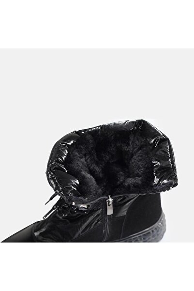 37Numara BÜYÜK NUMARA KADIN KAR BOTU 42-43-44-45 SİYAH PARLAK