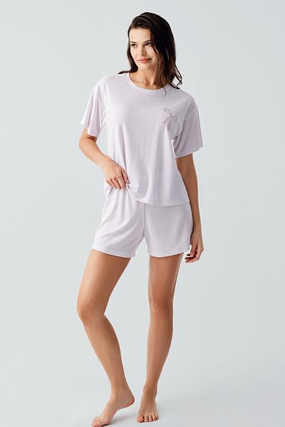 Artış Short Sleeve Stretchy Viscous Shorts Pajama Suit