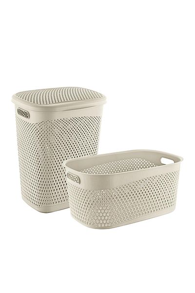 Smartware Katre Dirty Laundry Basket and Laundry Saddle Set Latte