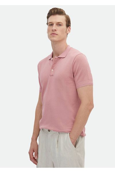 Ramsey Jacquard Polo Neck 100% Cotton T-shirt