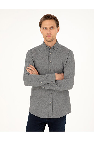 Pierre Cardin Gri Slim Fit Uzun Kollu Gömlek 50293756-VR024