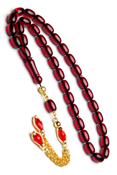 OTTOTESBİH Men's Gift 8X11Mm Capsule Cut Fire Amber Rosary