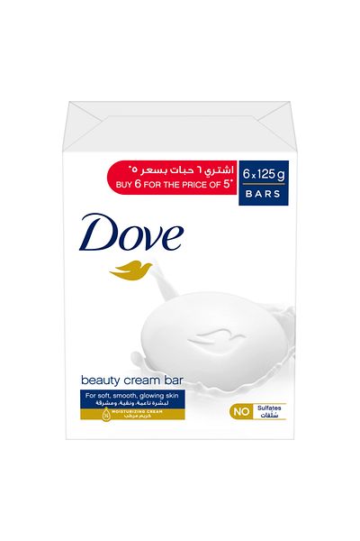 Dove Dove White Moisturizing Soap with a Nourishing Formula for All Skin Types, 6 Bars / 125g