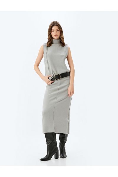 Koton Standard Waist Slim Fit Ribbed Long Pencil Skirt