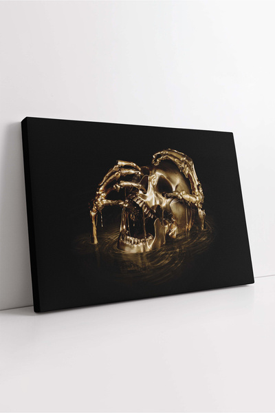 KOSS Dijital Craniu de aur, schelet, oase, mâini, pictură pe pânză cu tematică de groază, decor decorativ de perete, pictură în tendințe