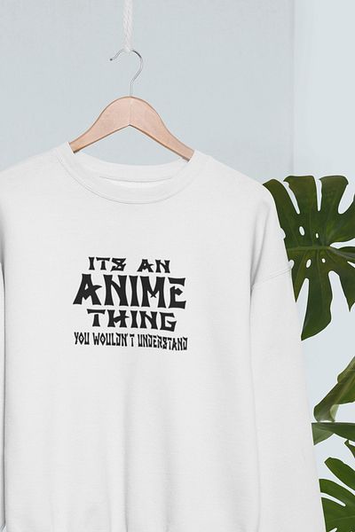 qoeuyl boutique Το Anime Things Printed Fun Unisex Crew Neck φούτερ