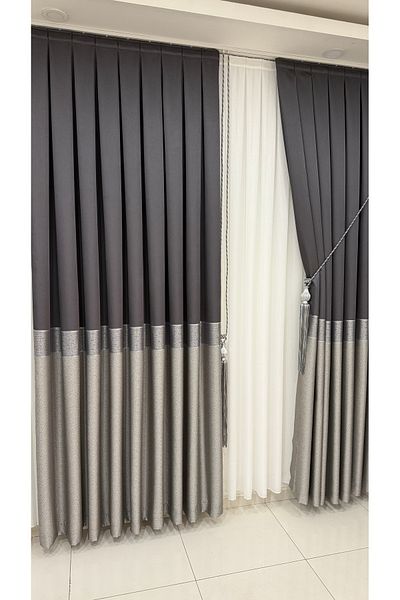 Fon Dünyası Anthracite Gray Silver Striped Board Backdrop - Single Wing
