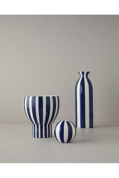 STOREMAX MU-ARTSHOP Home Exotic Strip Κεραμικό Βάζο Navy Blue tnca 871301