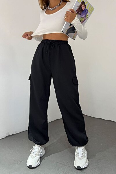 THE WHITE Γυναικείο Μαύρο Λαστιχένιο Πόδι πλαϊνή τσέπη τεμαχίων επένδυση flee...