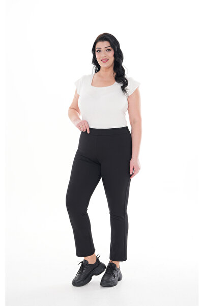 kısmet sepeti Women's High Waist Recovery Original Diving Fabric Straight Black Pants