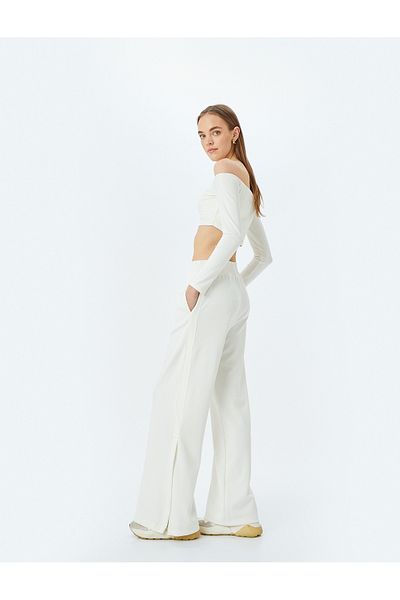 Koton Pantaloni de sport în amestec modal cu talie înaltă cu picioare largi