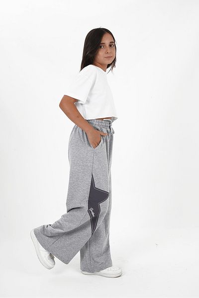 HayKids Girl's Two Yarn Fabric Star Embroidery Jogger Pants