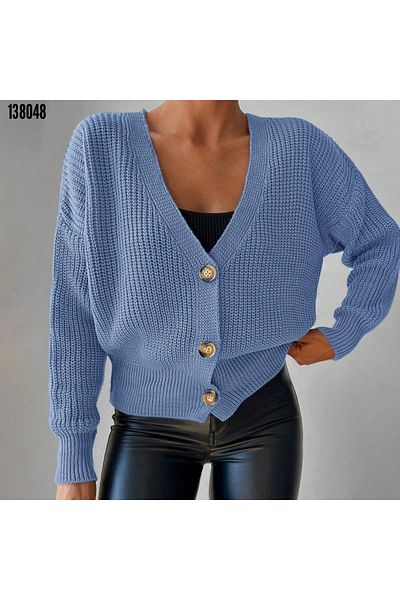 Kokosh moda Νέα σεζόν Γυναικεία μακρυμάνικη πλεκτή μπλούζα με κουμπιά V λαιμόκοψη