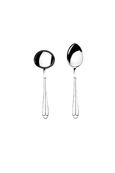 Nehir Saray Plain Serving Spoon Ladle 2 Piece Set