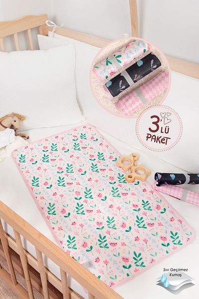 HAMUR Baby Proof 3-Piece Changing Mat, Liquid-Proof Protective Mat, Washable Baby Care Pad