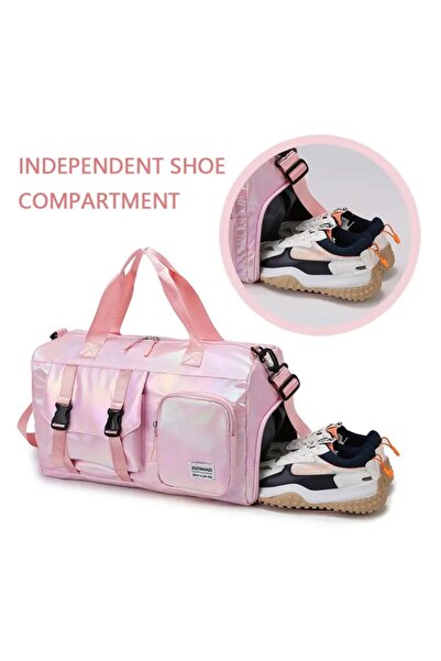 Alaçatı Pink Shiny Fabric & Large Capacity Luggage Bag, Multifunctional Bag
