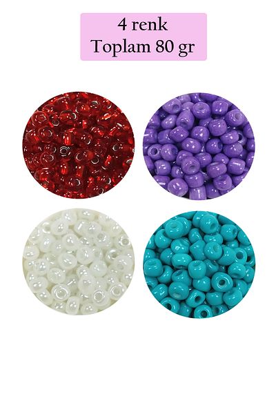 STUMBANNG Bulky Glass Sand Beads Large Size (6/0) 4 mm - 4 Colors - Total 80 Grams - Bnc409