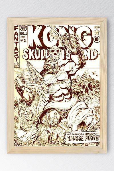 Saturn Επιτραπέζιο ζωγραφικής με κορνίζα Kong Skull Island - Ζωγραφική αφίσας ταινίας Skull Island