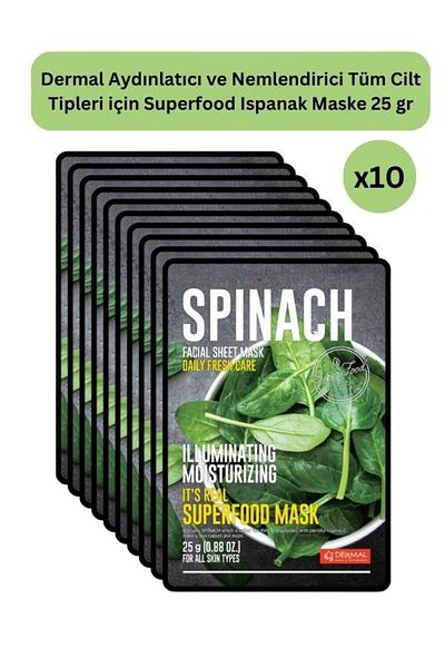 Dermal Brightening and Moisturizing Spinach Mask 25 Gr 10 Pieces