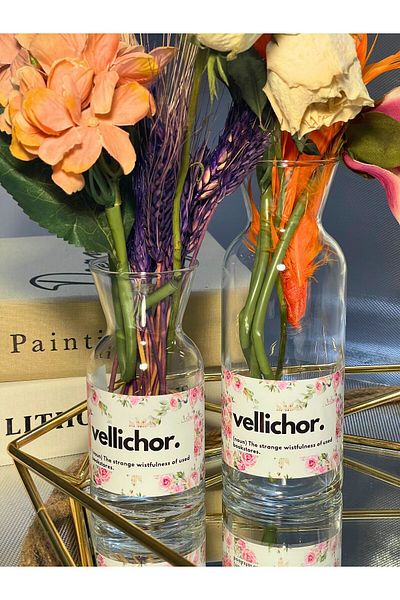 Saccura Decor Decorative Vase Nadide Dictionary Series – Vellichor Double Glass Vase