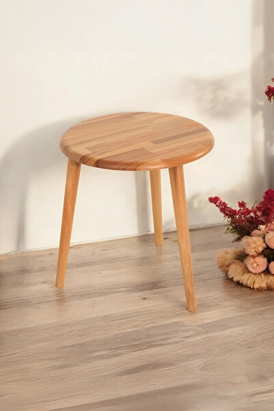 BAUPOR Yuvarlak Masif Doğal Tekli Zigon Sehpa , Modern Masif Yan Sehpa