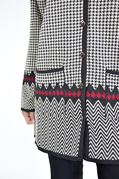 Tuğra Crew Neck Goose Feet Patterned Jacket