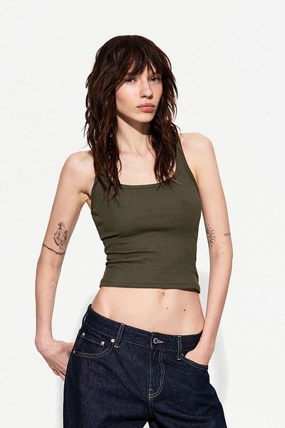 Bershka Sleeveless ribbed T-shirt