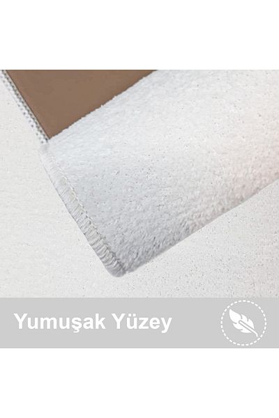 Dokumacıoğlu Unicolor Plain 3 τεμαχίων Σετ πατάκι μπάνιου κρέμας, χαλί, αντιολισθητικό δερμάτινο σετ τουαλέτας που πλένεται