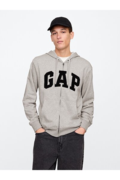 GAP V-Frch Ft Herıtage Logo Po Fz - 868454009 Erkek Kapüşonlu Sweatshirt GRİ