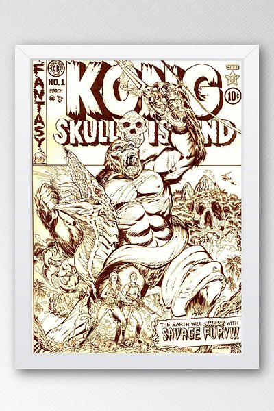 Saturn Επιτραπέζιο ζωγραφικής με κορνίζα Kong Skull Island - Ζωγραφική αφίσας ταινίας Skull Island