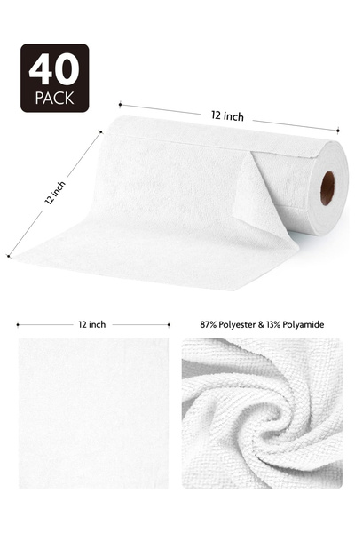 FantastiCLEAN Multi-Purpose Roll Microfiber Cleaning Cloth 30X30 40 Sheets White