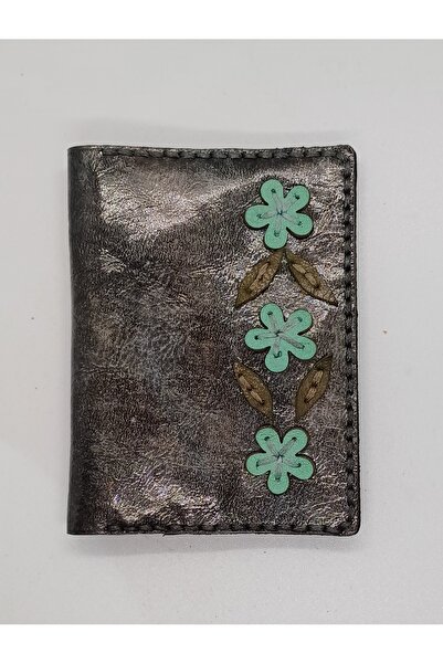 Durush Collection Design Real Leather Black Embroidered Card Holder