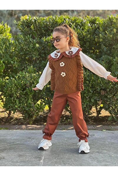 KOKOŞ BEBEK Σετ 3 τεμαχίων με πλεκτό πουλόβερ Papatya Detail | Ανάμεσα στα 5/8