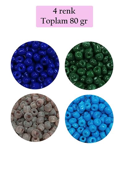 STUMBANNG Bulky Glass Sand Beads Large Size (6/0) 4 mm - 4 Colors - Total 80 Grams - Bnc415