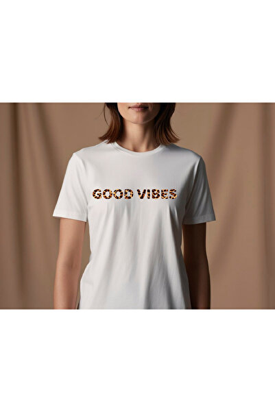 LEOPAR GOOD VIBES TASARIMLI T-SHIRT